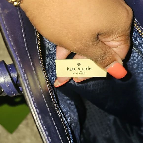 Kate Spade Navy Leather Tote with Tassel - Picture 5 of 11